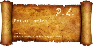Petku Larion névjegykártya